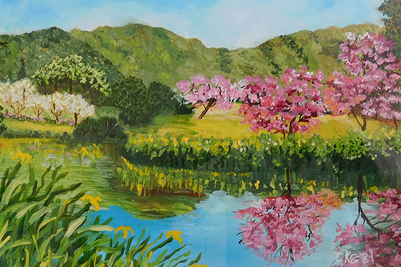 Spring landscape painting