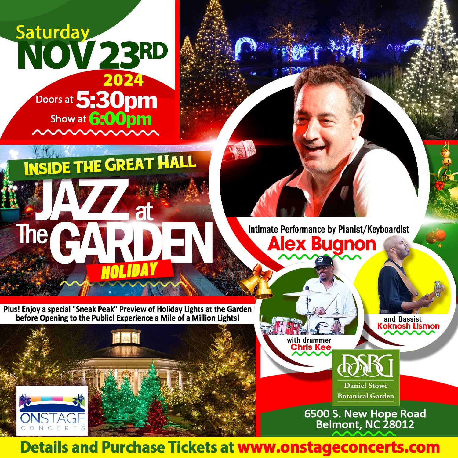 Jazz at the Garden: Holidays! 2024 with Alex Bugnon flyer